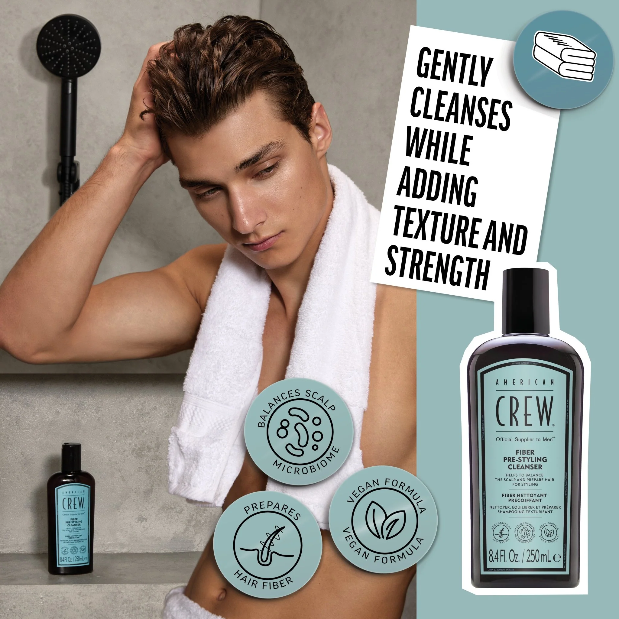 American Crew Fiber Pre-Styling Cleanser Shampoo 250ml - Image 2